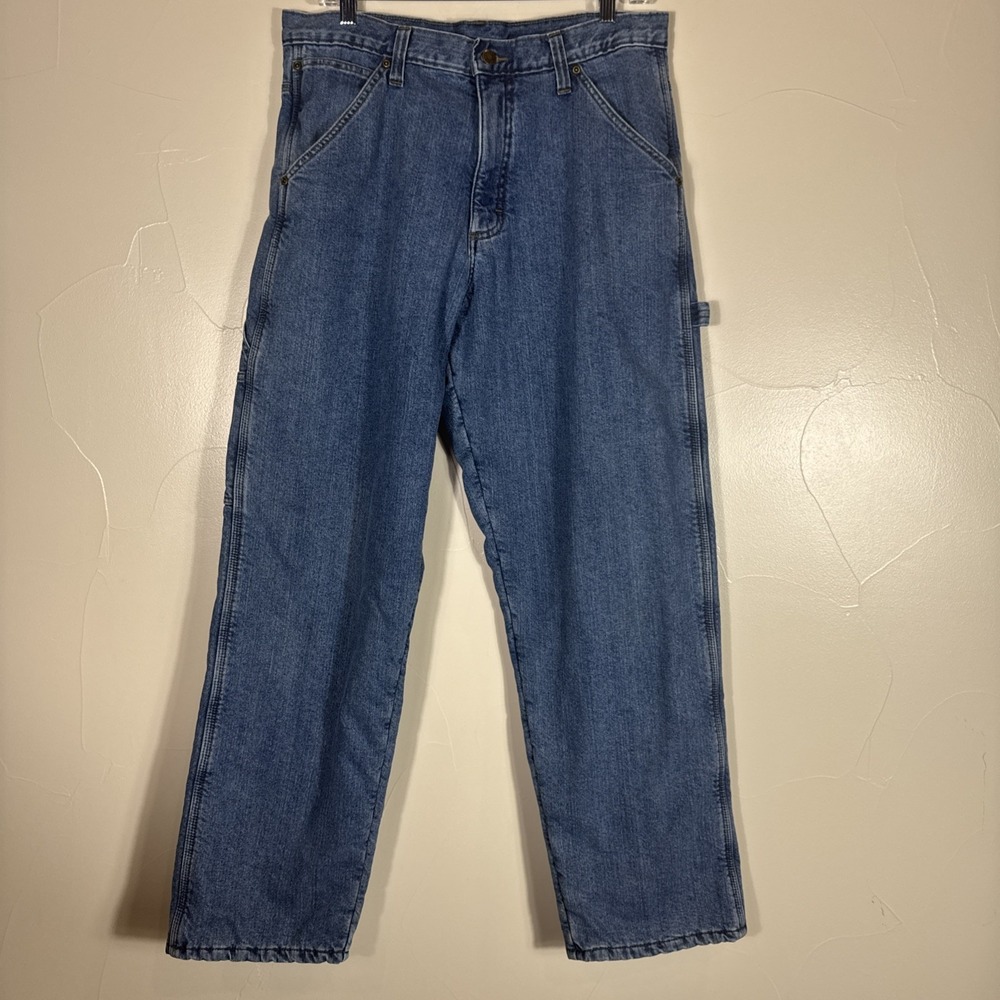 Wrangler Mens 32 X 31 Fleece Lined Denim Carpenter Jeans Blue Work Pants